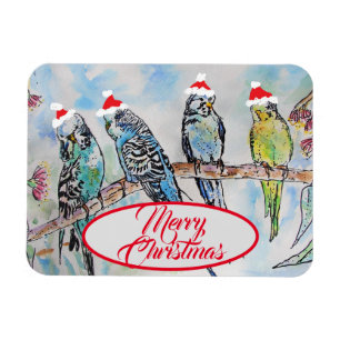 Magnet Flexible Cartes d'oiseaux amusantes pour Noël Père Noël Bud