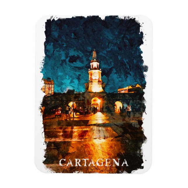 Magnet Flexible Carthagène par nuit Colombie City View (Vertical)