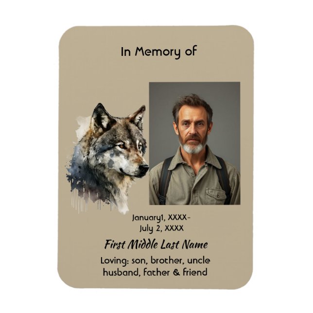 Magnet Flexible Carton de faire-part mémorial Loup Keepsake (Vertical)