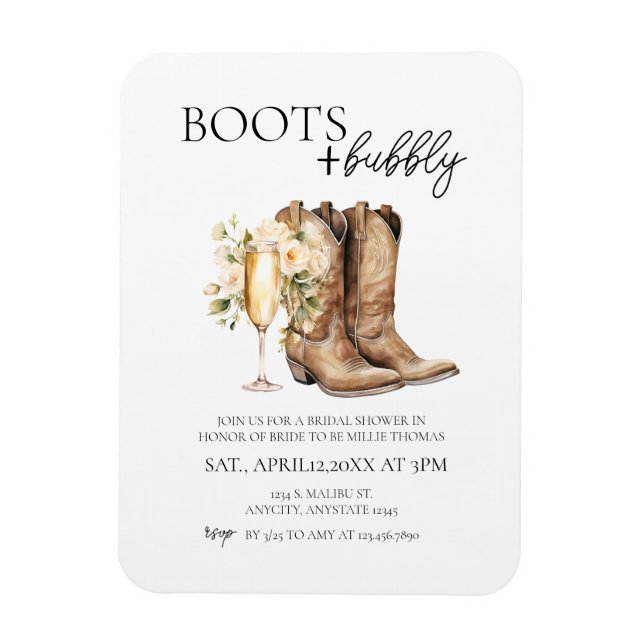 Magnet Flexible Carton d'invitation de mariage élégant Boots and B (Vertical)