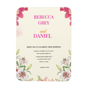 Magnet Flexible Carton d'invitation floral à l'orchidée rose éléga