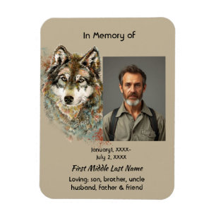 Magnet Flexible Carton d'invitation mémorial loup art déposé