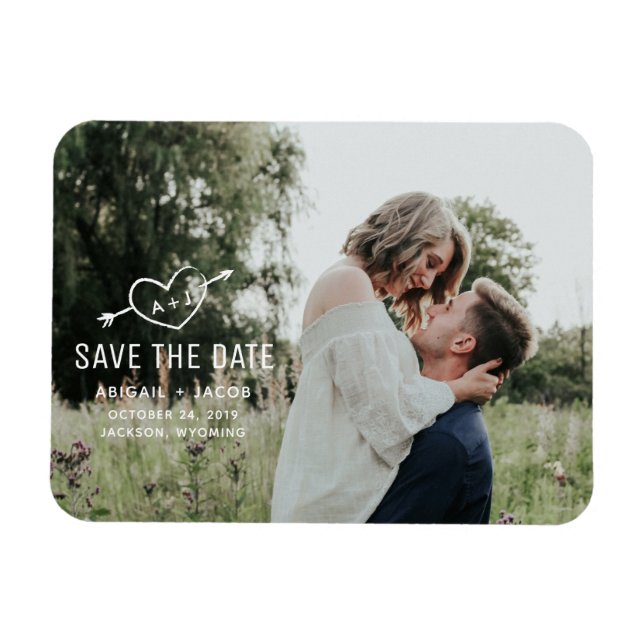 Magnet Flexible Carved Heart Save the Date (Horizontal)