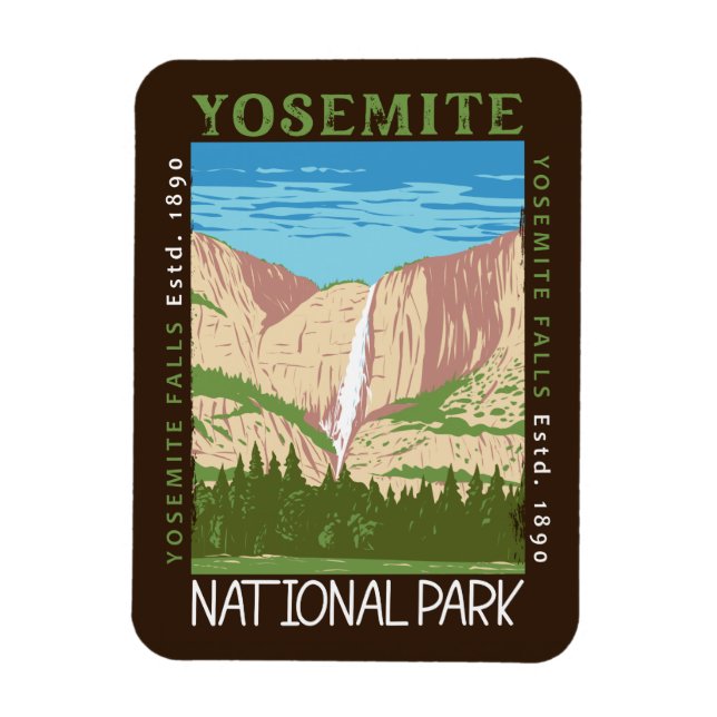 Magnet Flexible Cascade du parc national Yosemite Retro perturbé (Vertical)