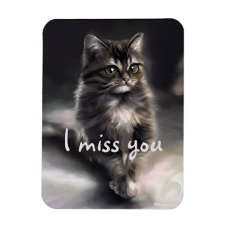Magnet Flexible Cat lover gift Gray cat I miss you