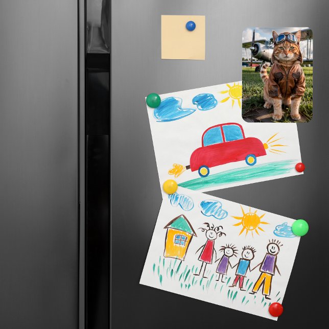 Magnet Flexible Cat Pilote photo et avion Drôle cadeau de l'aviati (Créateur téléchargé)