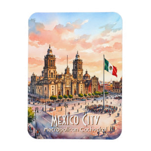 Magnet Flexible Cathédrale catholique de Mexico Watercolor Voyage