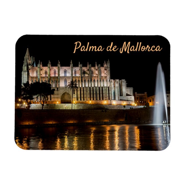 Magnet Flexible Cathédrale de Palma de Majorque la nuit - Espagne (Horizontal)