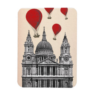 Magnet Flexible Cathédrale de St Pauls et ballons à air d'un rouge