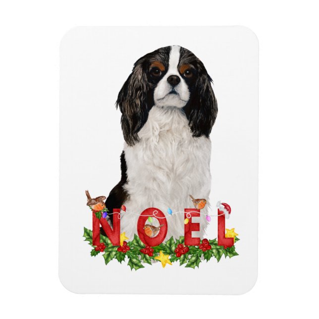 Magnet Flexible Cavalier King Charles aquarelle Noël Noël  (Vertical)