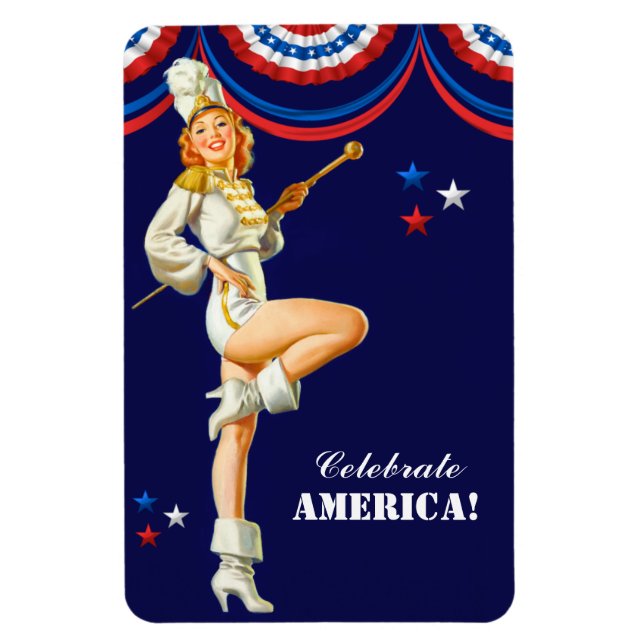 Magnet Flexible Celebrate America. Retro Pin-Up  (Vertical)