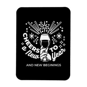Magnet Flexible Célébrer les nouveaux débuts Vin Verre Illustratio