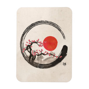 Magnet Flexible Cercle d'Enso de zen et arbre de Sakura