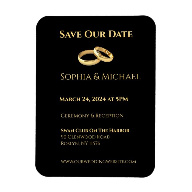 Magnet Flexible Cercles Mariages Noir et Or- (Vertical)