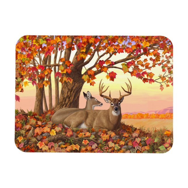 Magnet Flexible Cerf blanc en automne Nouvelle-Angleterre Couleurs (Horizontal)