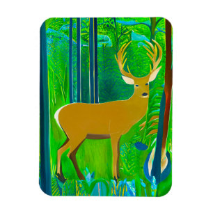 Magnet Flexible Cerf dans un cadre forestier d'Imaginaire