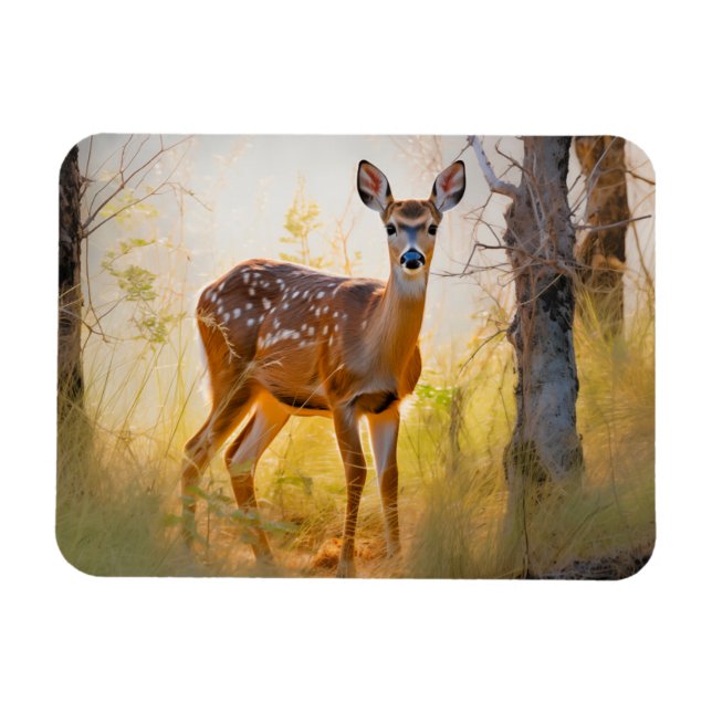 Magnet Flexible Cerfs Élégants dans la Forêt Design Naturel (Horizontal)
