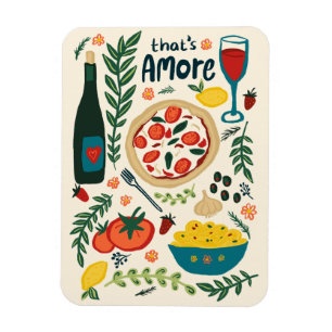 Magnet Flexible C'est Amore Italien Food Love Whimsical Pizza