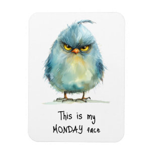 Magnet Flexible C'est mon lundi visage Grumpy Bird Frigo