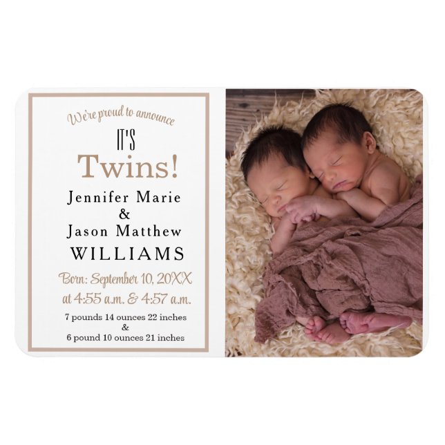 Magnet Flexible C'est Twins Modern Photo Faire-part de naissance (Horizontal)