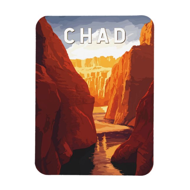 Magnet Flexible Chad Illustration Travel Art Vintage (Vertical)