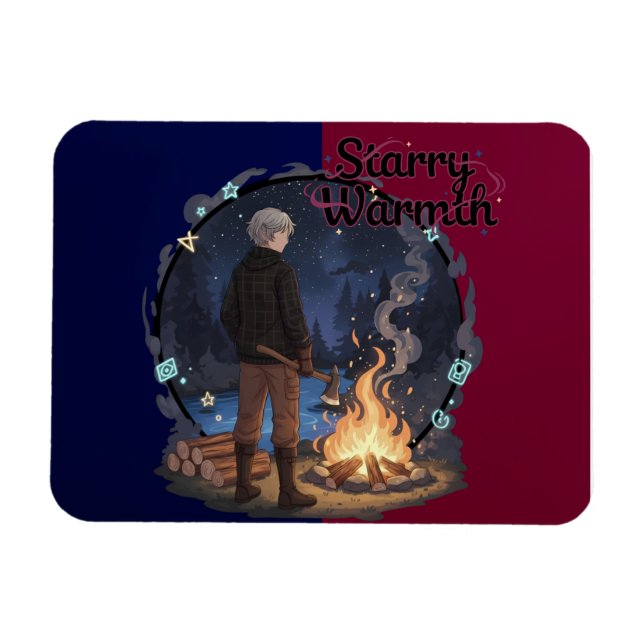 Magnet Flexible Chaleur Étoilée - Garçon Anime Bûcheron par Feu de (Horizontal)