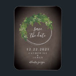 Magnet Flexible Chalkboard Inspiré Botanique Enregistrer La Date<br><div class="desc">Un mariage sauvez l'aimant de date avec un design botanique avec un arrière - plan inspiré du tableau noir.</div>