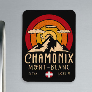 Magnet Flexible Chamonix France Retro Sunset Ski Souvenirs 80s