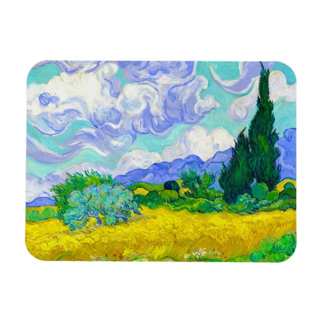 Magnet Flexible Champ de blé avec Cyprès par Vincent Van Gogh (Horizontal)