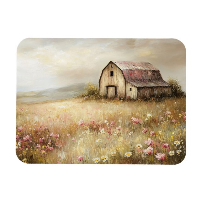 Magnet Flexible Champ de Fleur sauvage rustique blanc de grange fl (Horizontal)