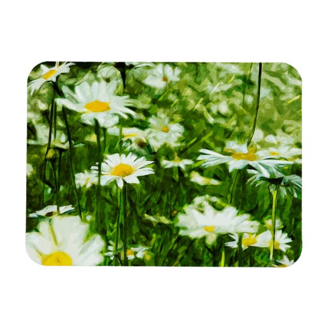 Magnet Flexible Champ de marguerites sauvages blanches Abstrait (Horizontal)