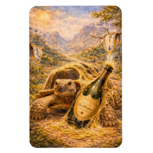 Magnet Flexible Champagne doré et tortue d'anniversaire aux montre
