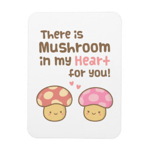 Magnet Flexible Champignon dans mon cœur pour toi Amour mignon Pun