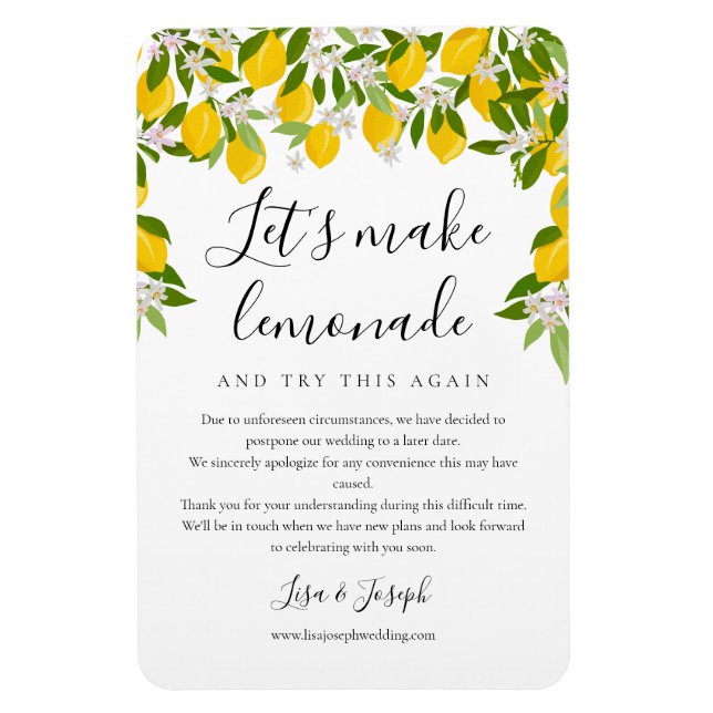 Magnet Flexible Changer la date de mariage reporté verdure citrons (Vertical)