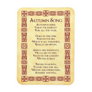 Magnet Flexible Chanson d'automne Art rouge Thanksgiving Poem Magn