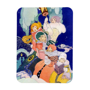 Magnet Flexible Chanteurs de Noël vintage sous les étoiles