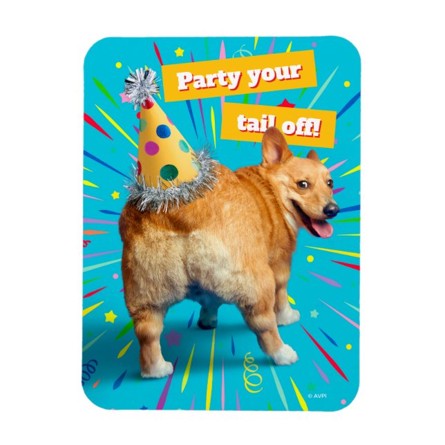 Magnet Flexible Chapeau d'anniversaire Corgi Butt (Vertical)