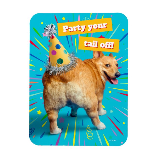 Magnet Flexible Chapeau d'anniversaire Corgi Butt (Vertical)