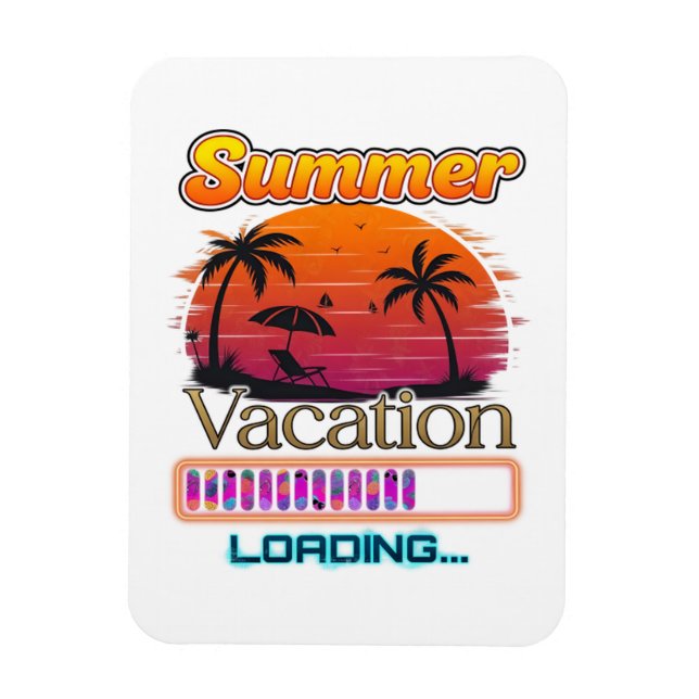 Magnet Flexible Chargement de vacances Plage de coucher de soleil  (Vertical)