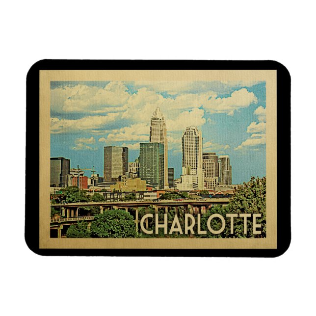 Magnet Flexible Charlotte North Carolina Vintage voyage (Horizontal)