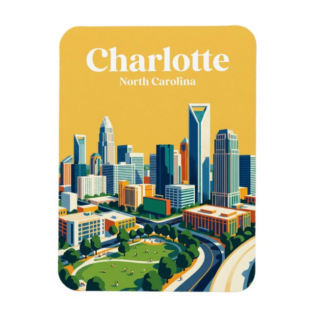 Magnet Flexible Charlotte Skyline États-Unis (Vertical)