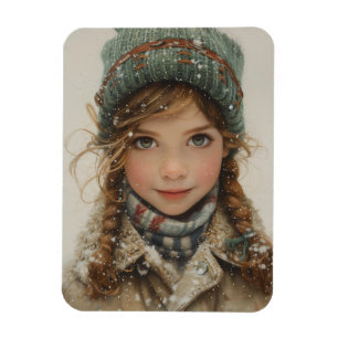 Magnet Flexible Charmante portrait d'hiver Jeune fille
