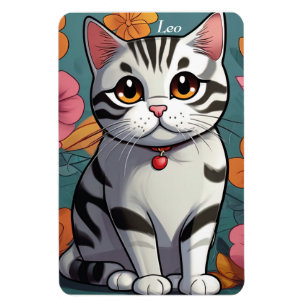 Magnet Flexible Charming American Shorthair Cat Floral Art
