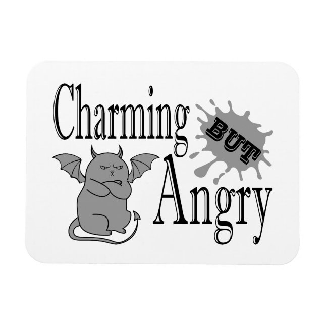 Magnet Flexible Charming mais en colère petit chat diable drôle ci (Horizontal)