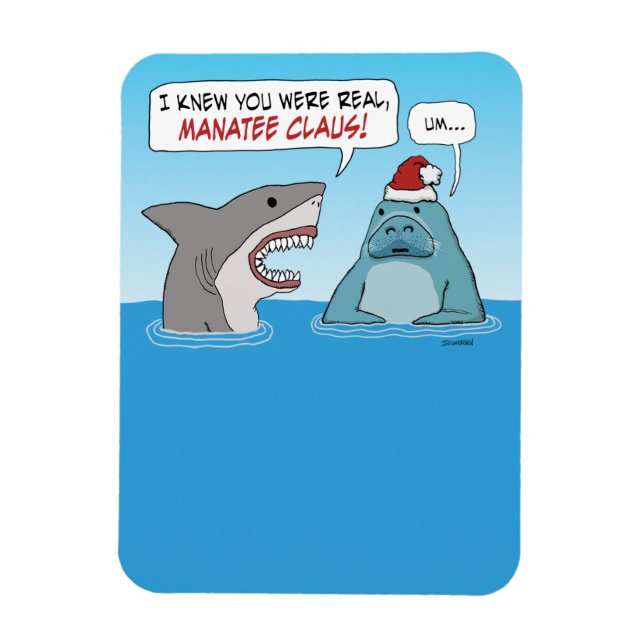Magnet Flexible Charny Shark et Manatee Claus Noël (Vertical)