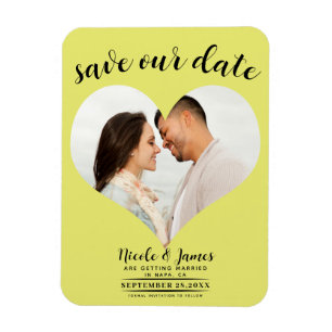 Magnet Flexible Chartreuse Coeur Photo Mariage Enregistrer la date