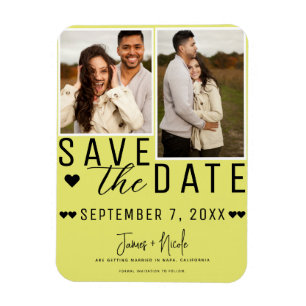 Magnet Flexible Chartreuse Moderne Enregistrer la Date 2 Photo de