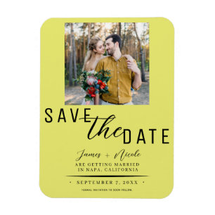 Magnet Flexible Chartreuse Photo de mariage Enregistrer la date