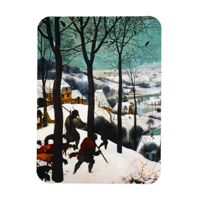Magnet Flexible Chasseurs dans le paysage de neige Pieter Bruegel (Vertical)