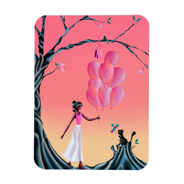Magnet Flexible Chat & Ballerina au coucher du soleil Arbre (Vertical)